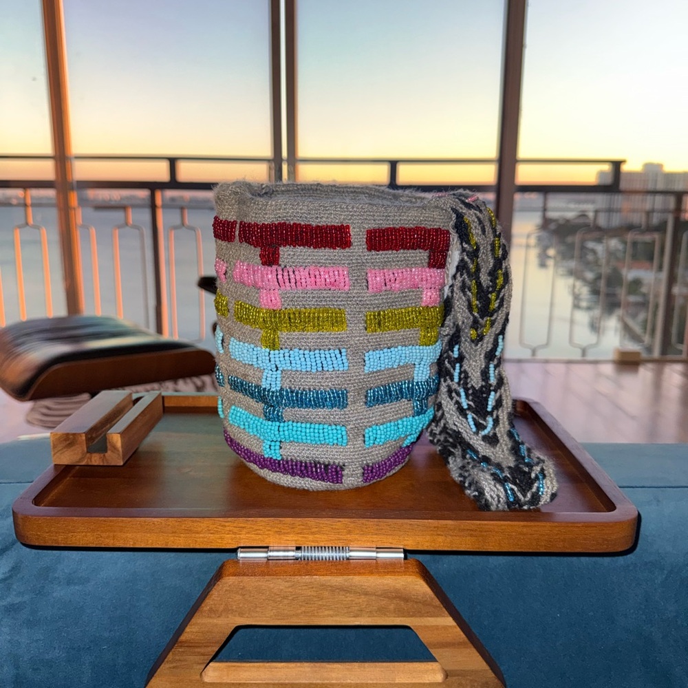 Beaded handmade woven bag